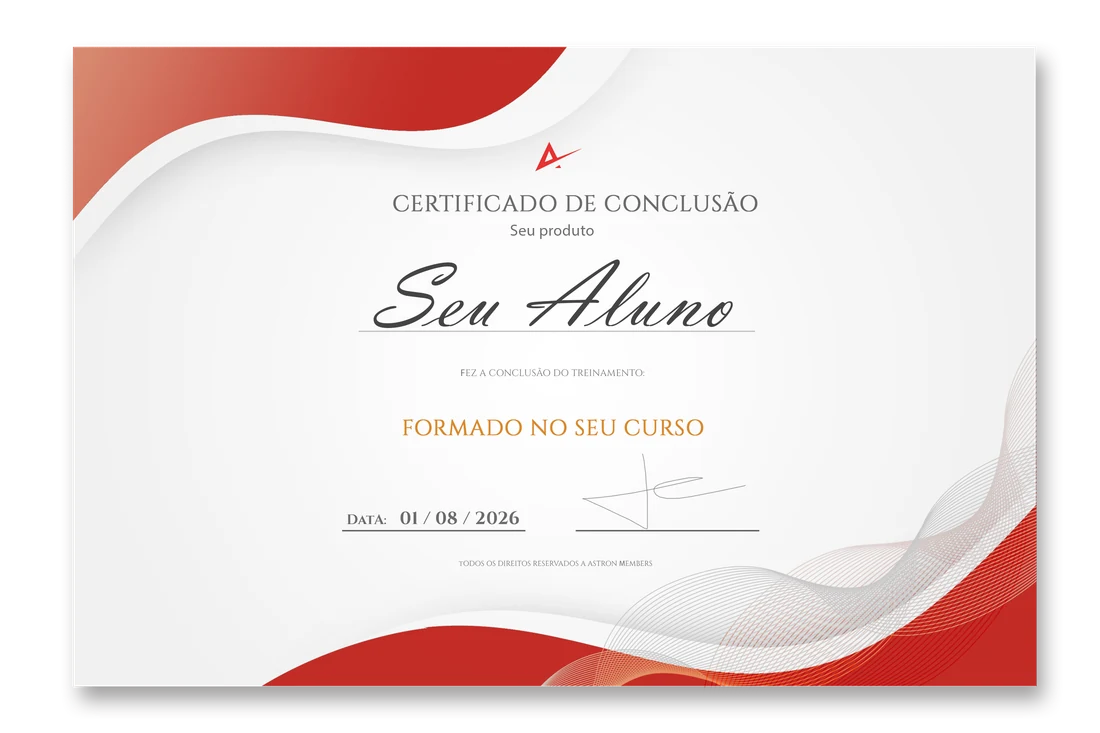 Certificado de conclusão emitido pela Astron Members